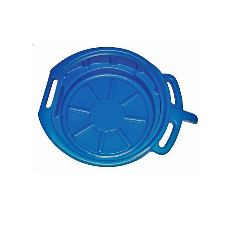 Plastic Car Waste Oil Container 8L Engine Oil Drain Pan Round Black Oil Pan With Handle