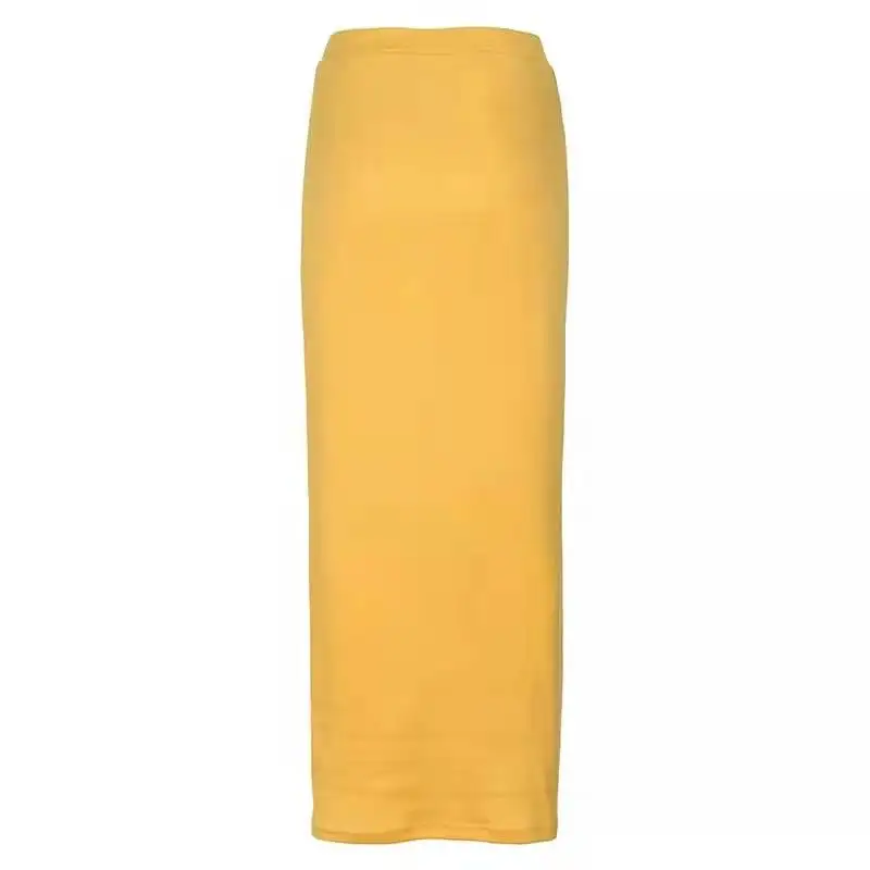 Fashion Autumn Winter High Waist Muslim Skirts Buttons Bodycon Sheath Long Skirt Women Solid Femme Pencil Skirts