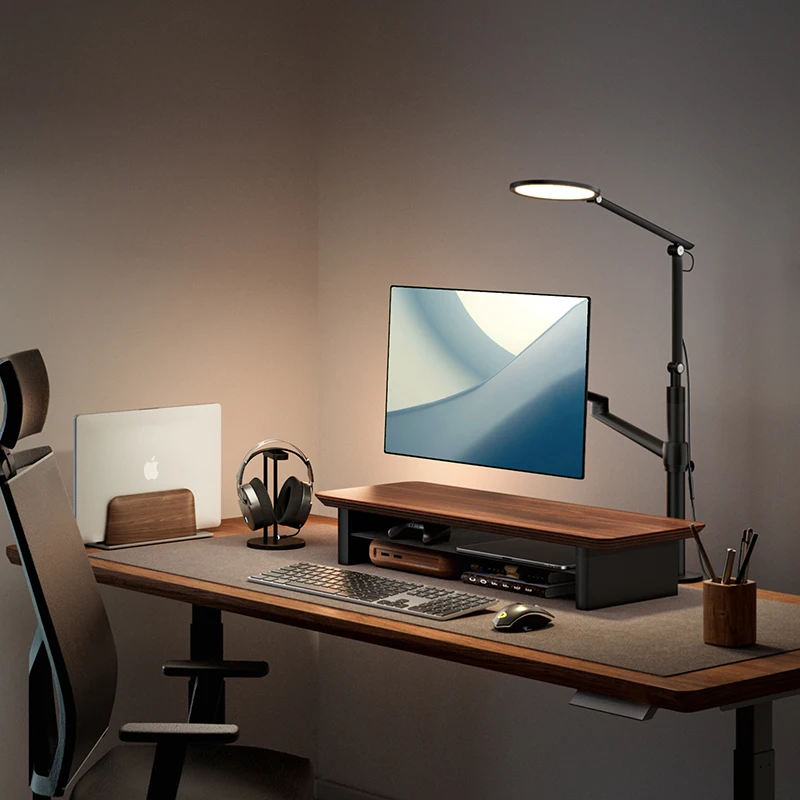 UPERGO LCD Monitor Desk Mount Bracket, Swivel Desktop Monitor or Laptop Stand Arm with Working Lamp