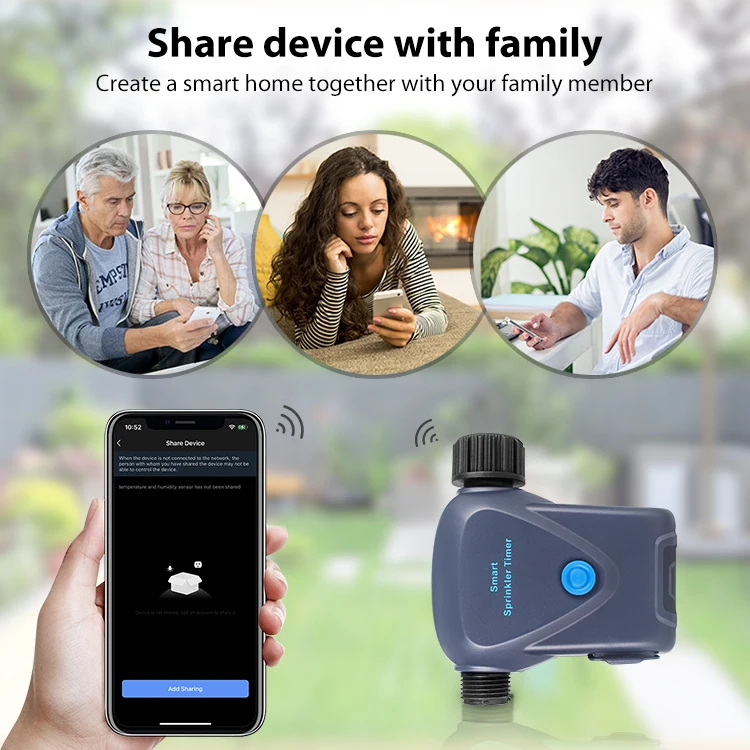 Tuya Smart Wireless wifi manual or app control install outdoor faucet water timer irrigation for garden watering