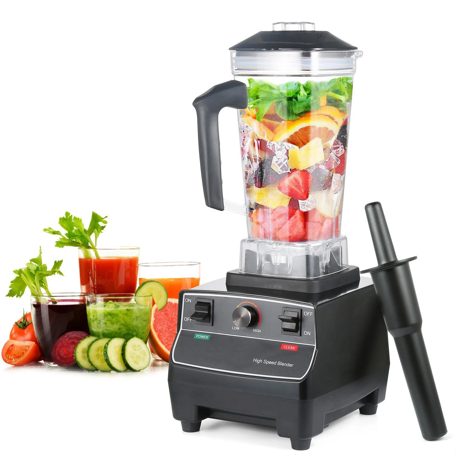 National High Speed Motor Smoothie Ice Crusher Soup Cooking Vacuum Maker Blender with Chopper Glass Grind Blender