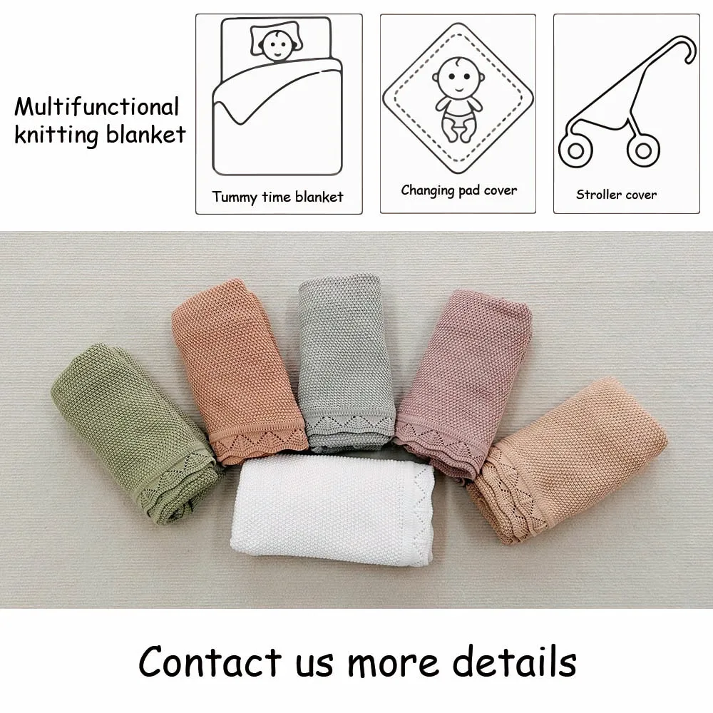 Mildream Wholesale Soft Crocheted Baby Bedding Custom Knit Baby bamboo organic cotton muslin swaddle blanket for Newborn Baby