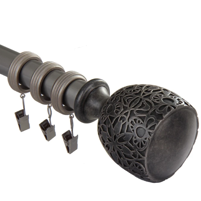 Double Extendable Curtain Rods Sets curtain Finials Metal Accessories Wholesale Manufacturer
