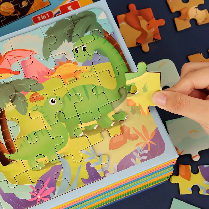 U Plus 2023 new product early educational learning toy magnetic book wooden jigsaw puzzle