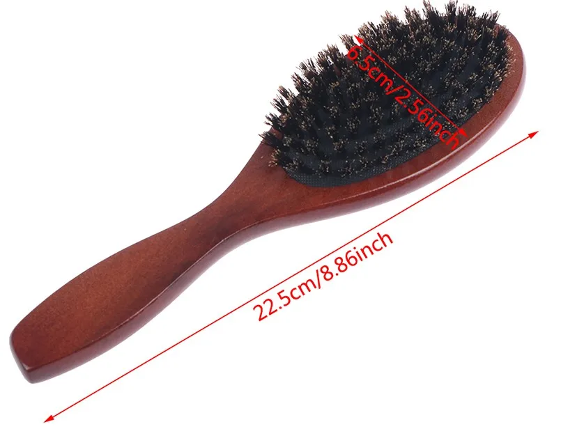 New Arrival Hair Brush Wood Handle Boar Bristle Beard Comb Styling Detangling Straighten Brown Lotus Boar Bristles Massage Comb