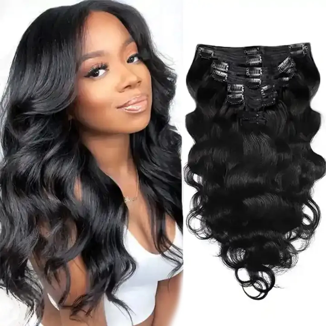 Wholesale Seamless Clip In Hair Extension Double Weft 22 Inch Red 100% Remy Hair Virgin Brazilian Human Hair Clip In Extensions