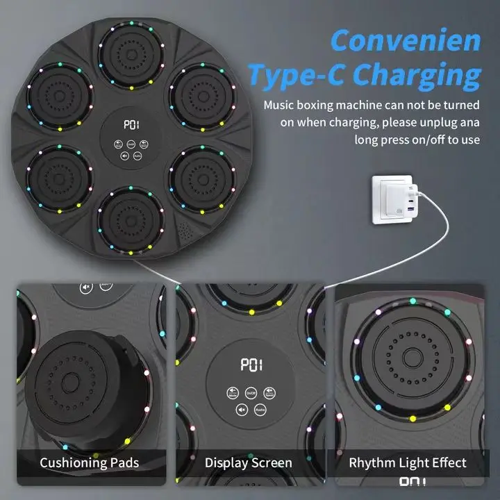 RS New Boxing Training Punching Equipment Wall Mounted Kick Punching Wall Target Boxing Machine Electronic Music Boxing Machine