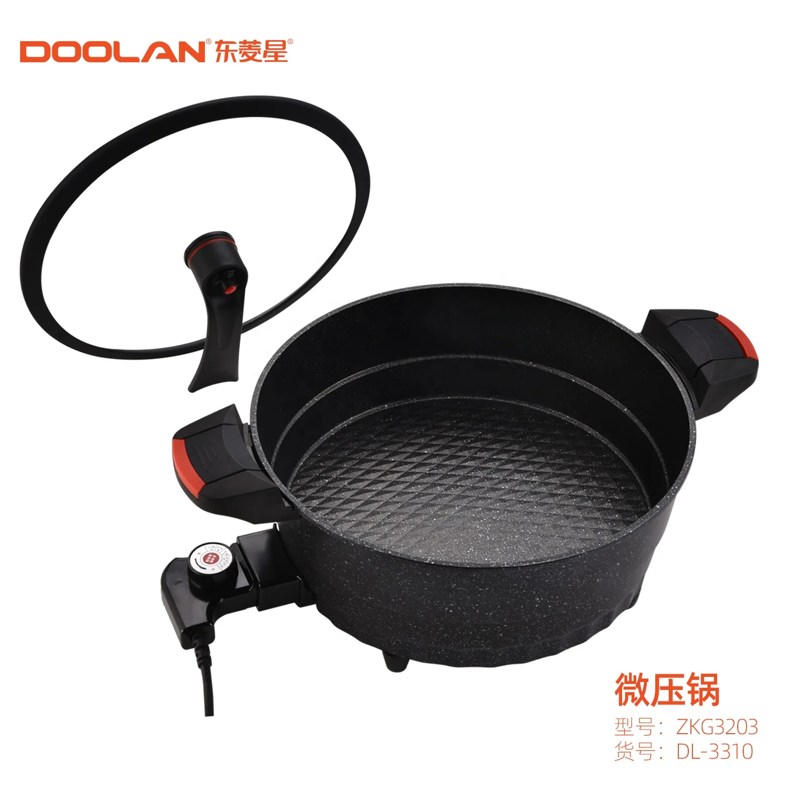 Hot sale multifunctional electric cooking hot pot OEM non stick coating die cast casserole micro skillet low pressure cooker