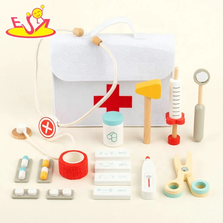 New Design Pretend Play Medical Kit Wooden Doctor Set Toys For Kids W10D856