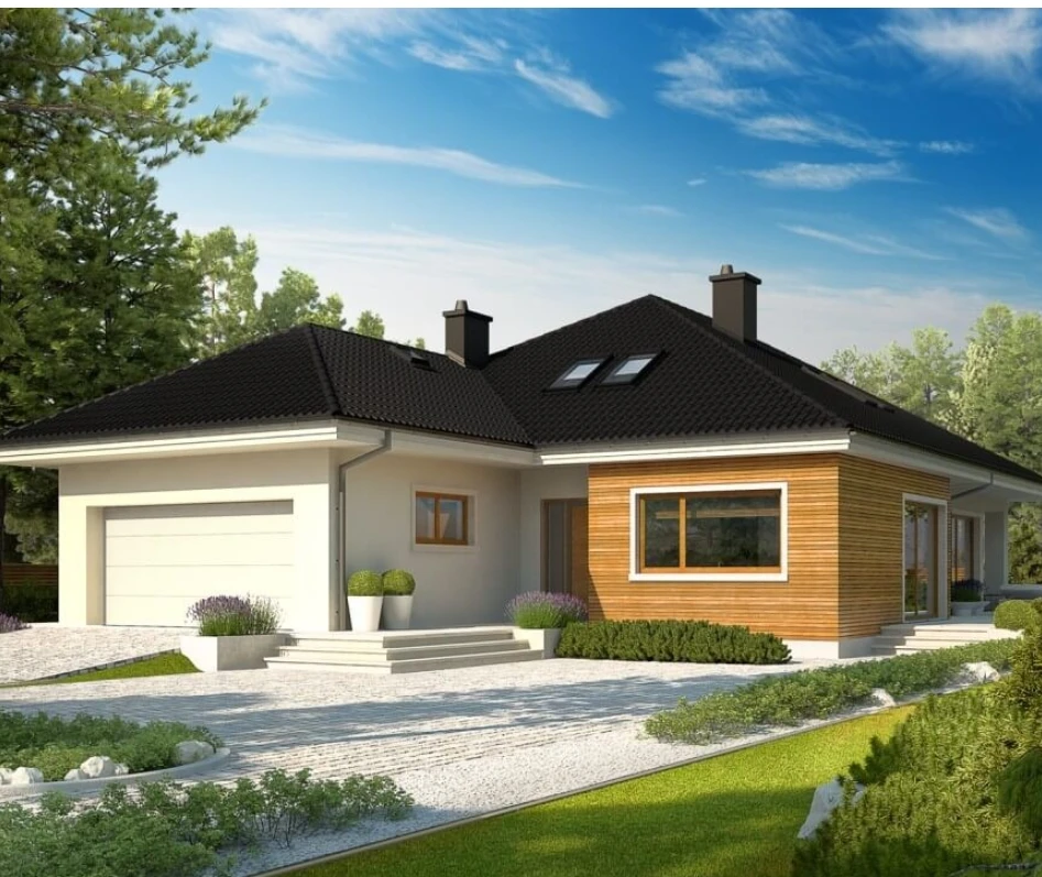 Modern stylish bungalow with luxury garage for 2 car pre fabricated 274 sqm house of 3 bedroom good for 4 person family living