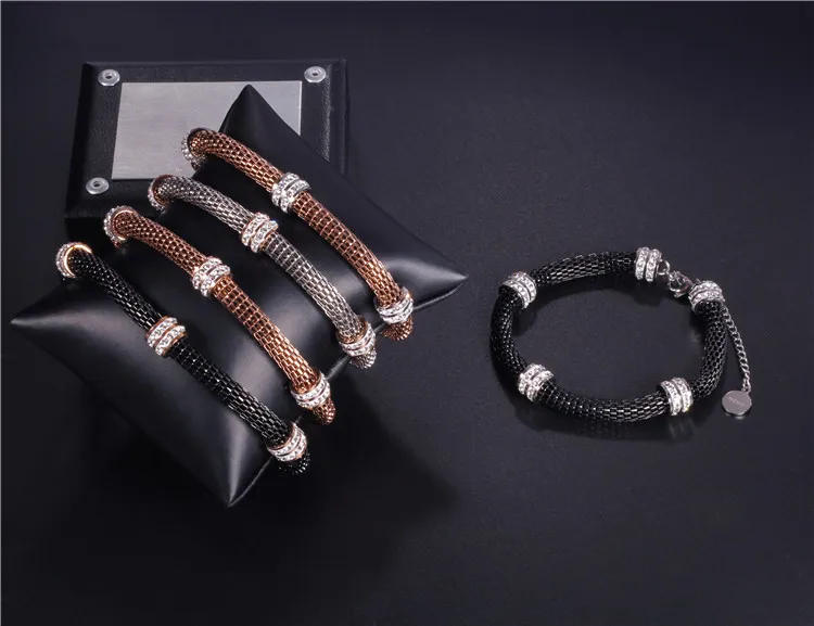 New Design 316L Stainless Steel& White Crystal Black & Steel Plating Bracelet Women/Men