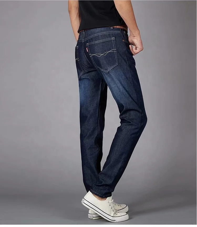 Прямые продажи с фабрики, мужские джинсы в стиле осени и зимы с флисовой подкладкой и толстыми прямыми свободными прямыми трубками, большой размер, теплые, повседневные