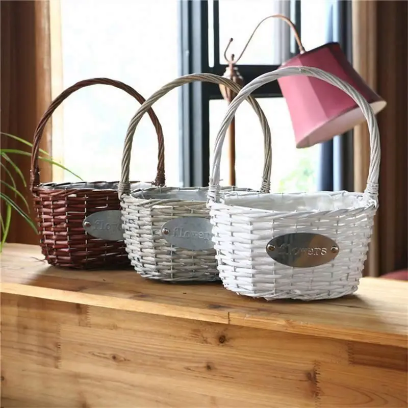 
New wicker gift baskets white wicker flower baskets with plastic liner 
