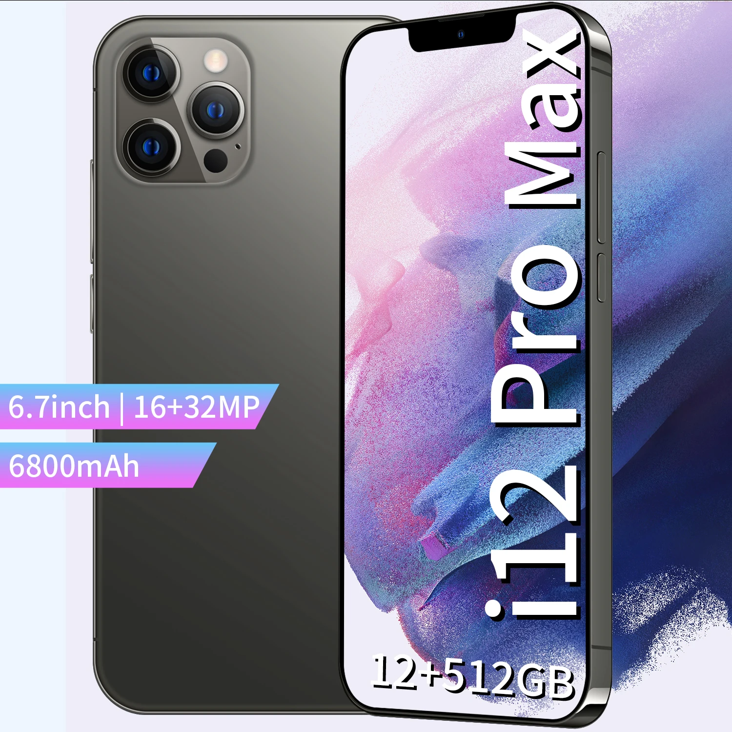 limited time promotion 2023 Hot Sale Global 5G i12 Pro Max 6.7 inch HD Screen 12GB+512GB Cellphone Android10 Mobile Phones