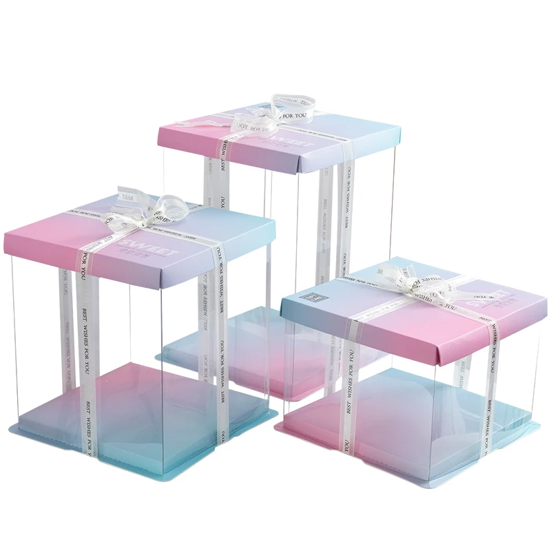 PET plastic square cake box transparent birthday cake gift boxes