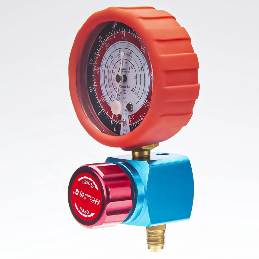 Aluminum two-way valve Manifold  diaphragm manometer with 1.6 precision for AC refrigeration