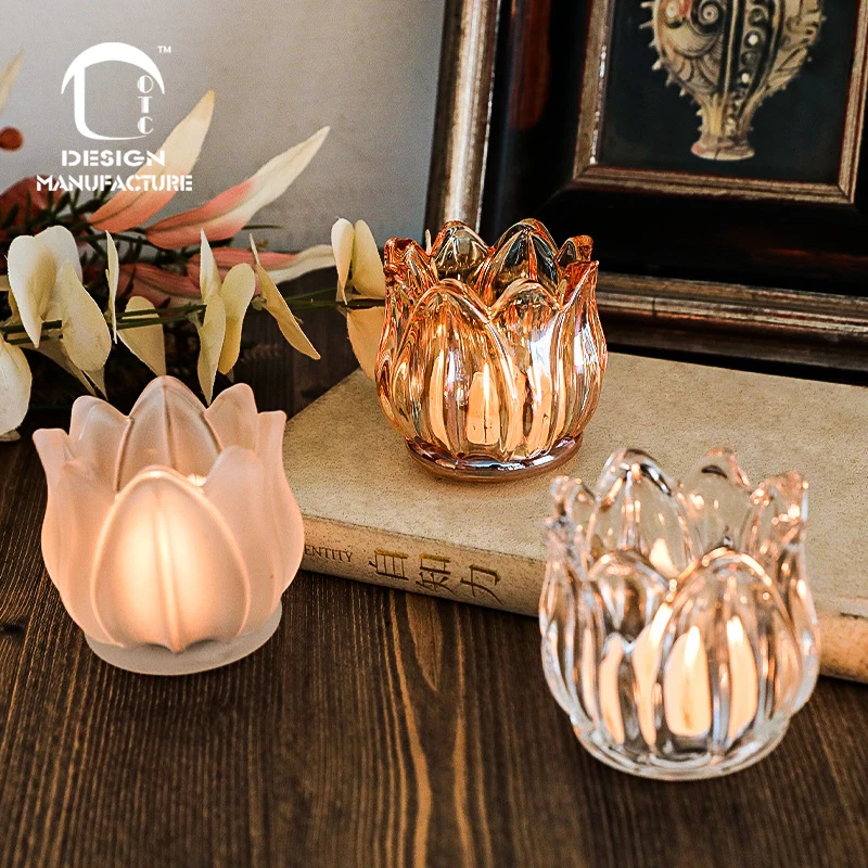 Simple Modern tulip glass candle holder wedding acrylic candle holders cheap wedding decoration table centerpiece