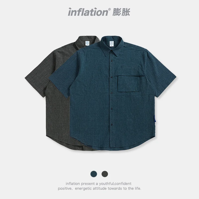 
OEM Cotton Linen Shirts Men Summer Custom Vintage Short Sleeve Buttons Plus Size Down Shirts 