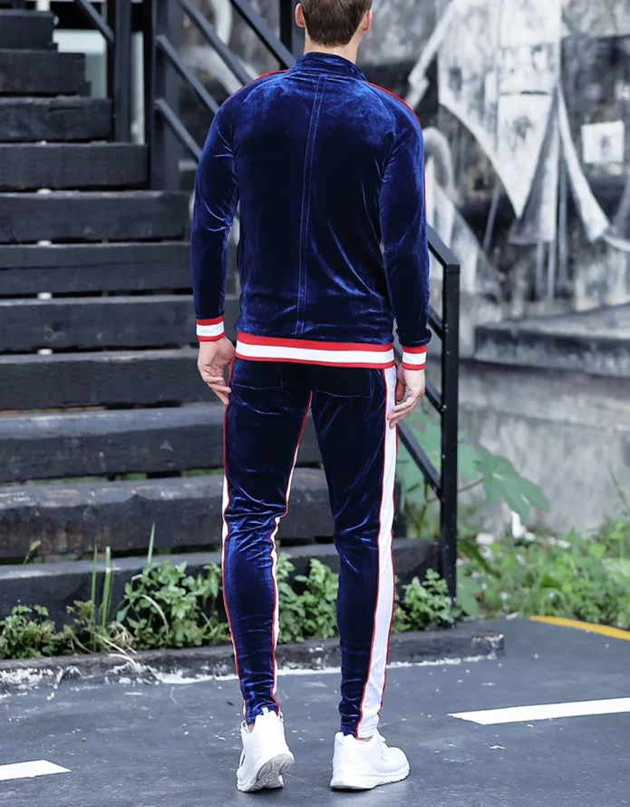 High quality design  tracksuit latest fashion custom  jogging slim fit men velvet velour tracksuit set