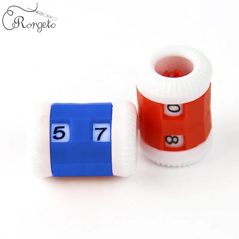 
2 Size Red Blue Mini Plastic Crocheting Accessory Hand Knitting Counter Stitch Pattern Row Counter 