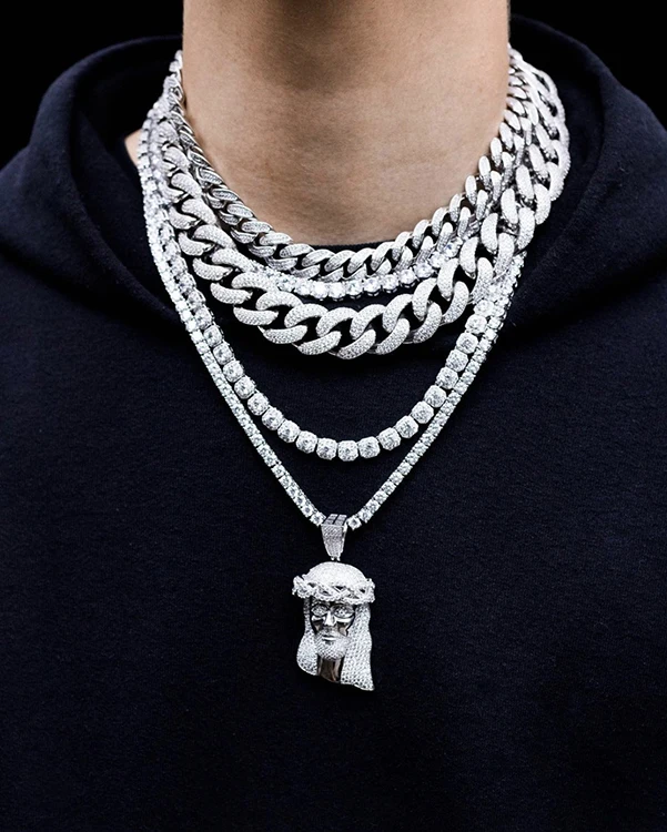 
Custom Logo 925 Silver Handmade 5A CZ diamond iced out bling pendant Mans hiphop Jewelry 