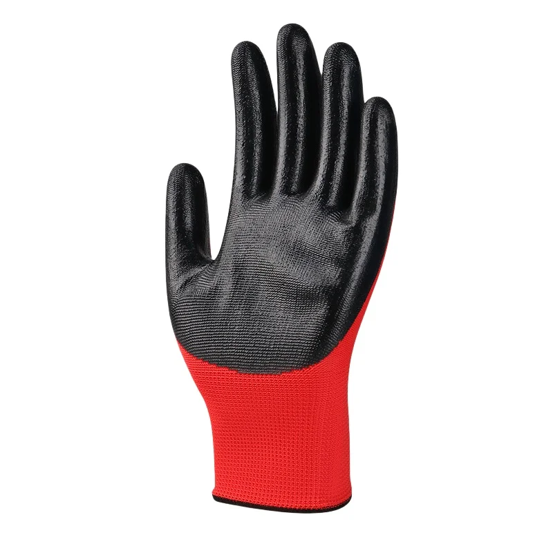Wholesale latex Red padded foam breathable construction gloves Work safety gloves Nylon gloves