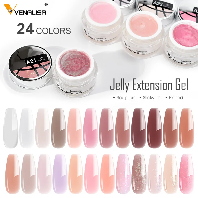 VENALISA 50ML OEM/ODM Manicure Private Label LED UV Fast Cure Nail Extension Thick Camouflage Color Nail Art Building Jelly Gel