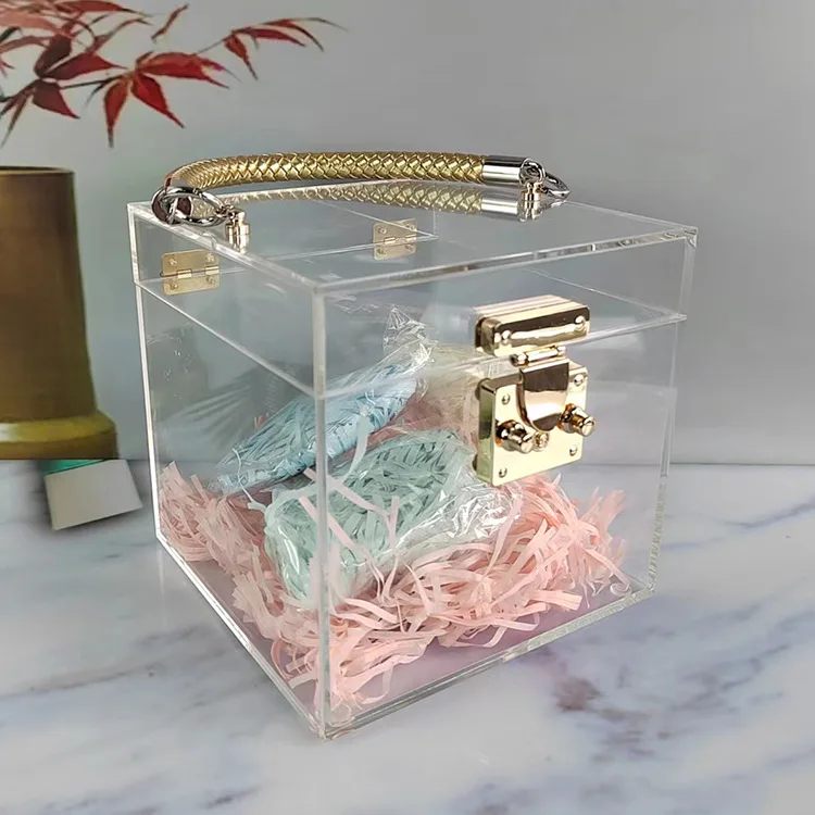 Chinese wholesale square clear plastic acrylic wedding candy chocolate gift packaging box wedding favors candle jars boxes