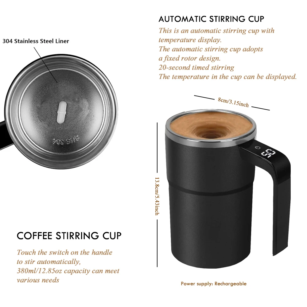 Electric Portable Coffee Cup Intelligent Temperature Control Magnetic Automatic Stirring Cup  Milkshake Cup