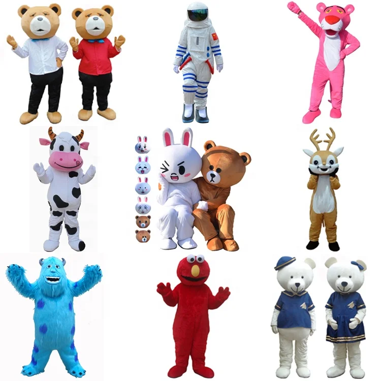 
Factory adult cartoon custom made cosplay plush animal mascot costumes 