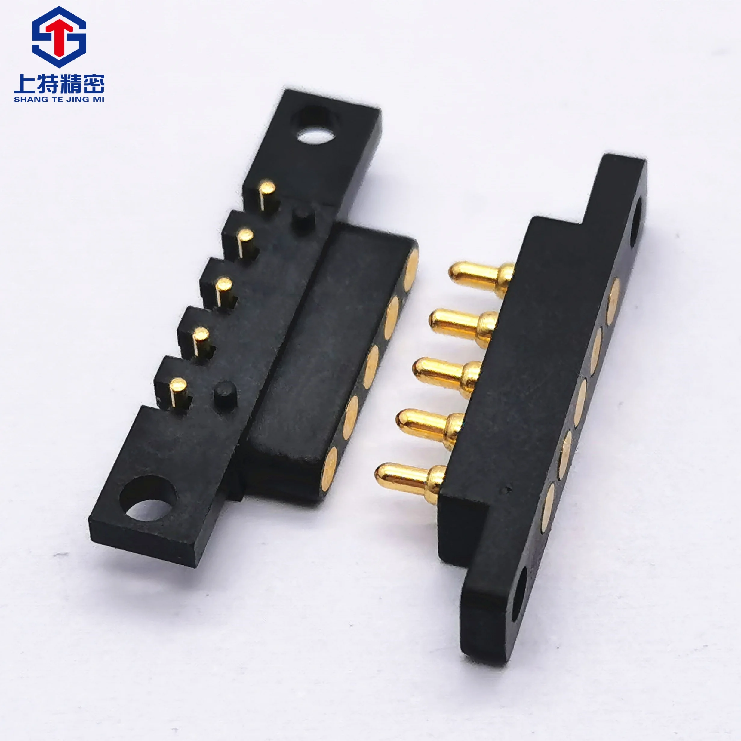 Shangte Manufacturers Supply 5 pin Male and Female Tablet Computer Pogo pin Charging Electronic Bent Spring Pin Connector