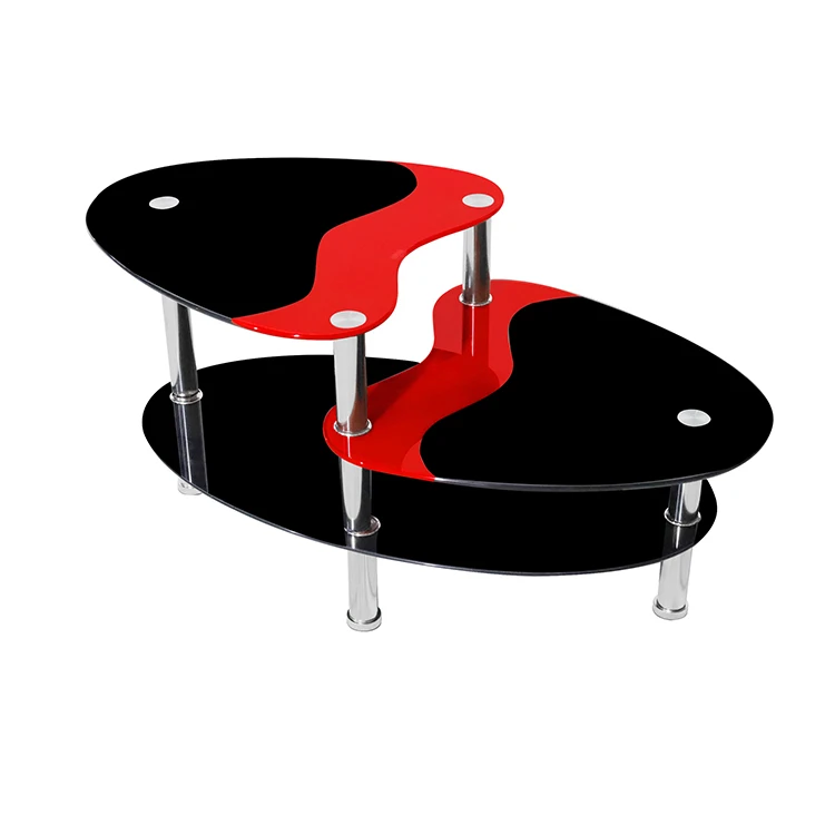 Hot Sale Design Modern Furniture Oval Living Room Table Tempered Round Glass Stainless Steel Coffee Tables