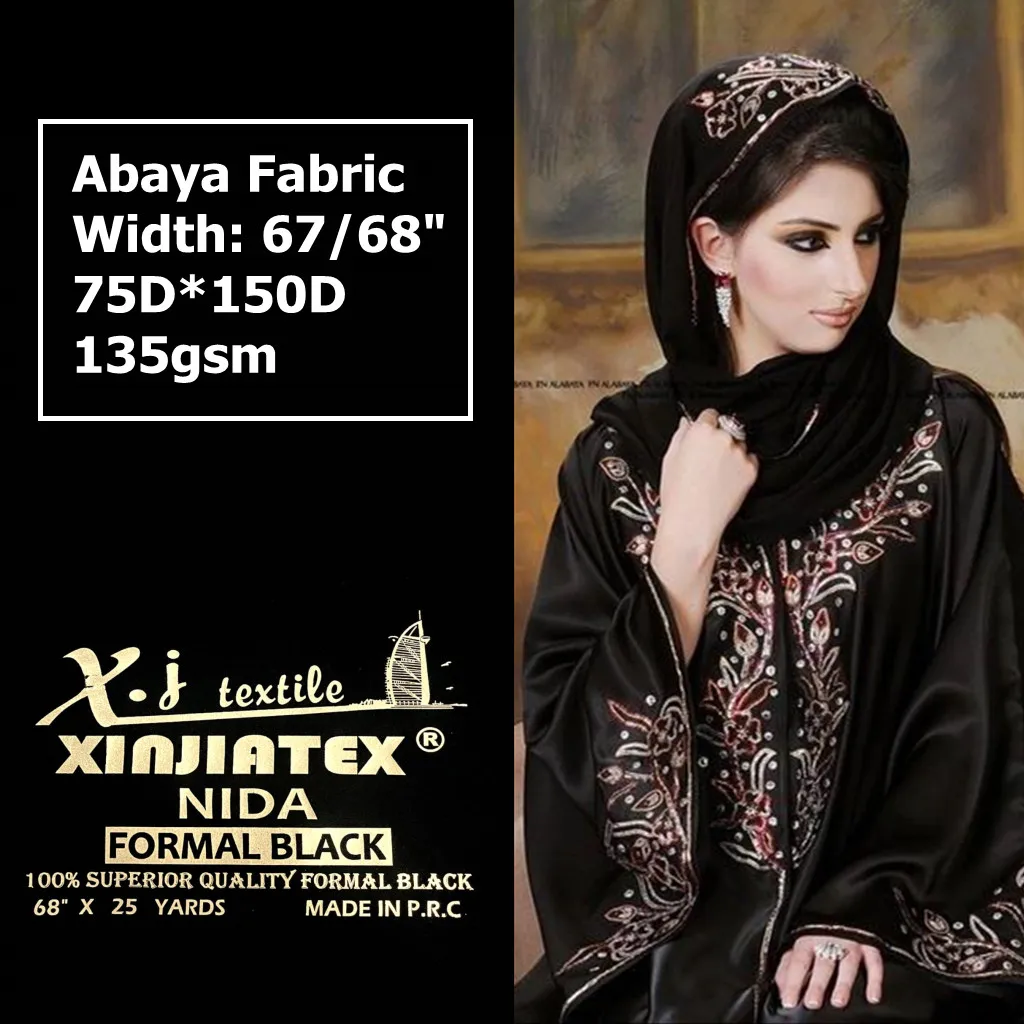 Hi-Stretch Nida/Nada Formal Black for abaya fabric Muslim Women dress