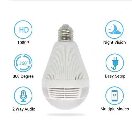 1080P Bulb Camera 360-degree Wireless IP Video Network Monitoring  Home Security CCTV Camera