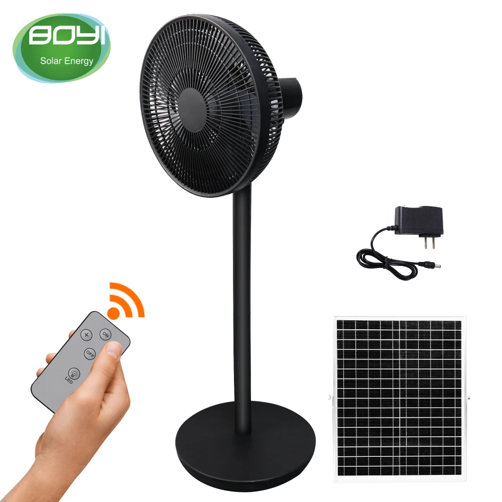 solar power 16 inch 12 inch vertical fan solar stand fan with panel