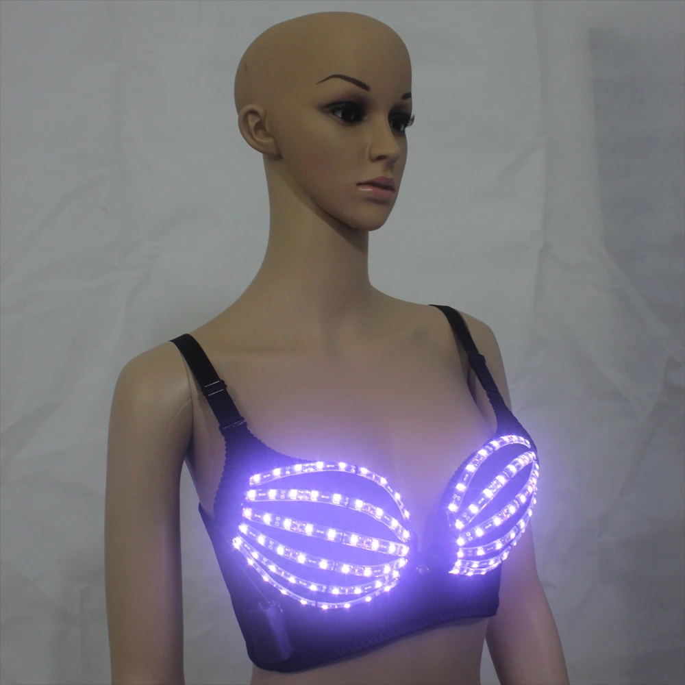 Clubwea DS LED Light-Up Bra Costume for Nightclubs and Bars for Stage Performances Belly Dance for Adults Includes Tutu Dress