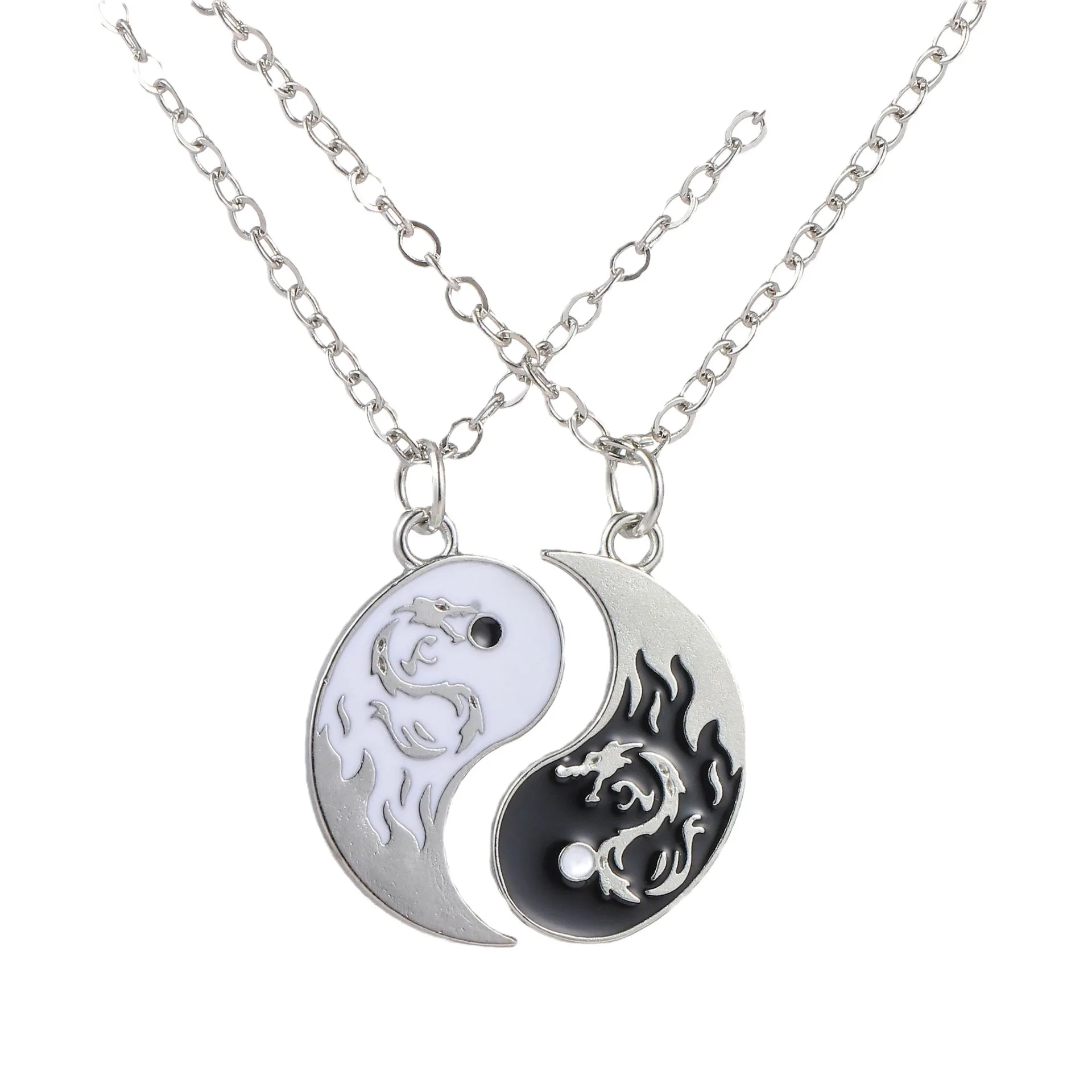 Tai Chi Yin Yang Paired Pendant Couple Necklace & Bracelet Friendship Necklace Charms Braided Jewelry Gift