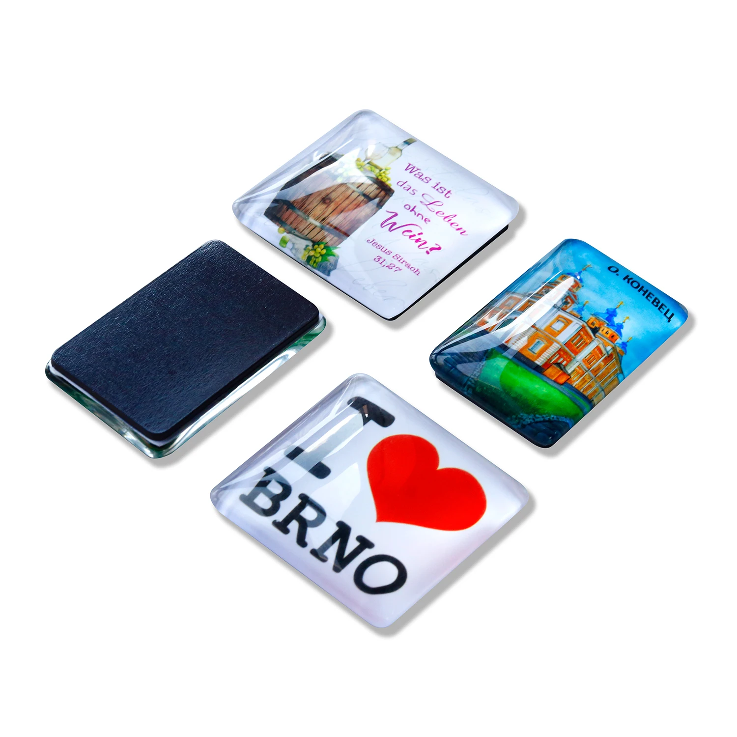 Customized Refrigerator Crystal Glass Magnets Nice Looking Design In Glass For Fridge Magnet