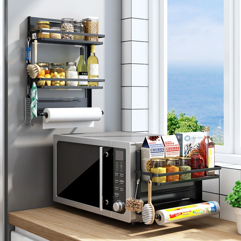Multifunctional wall-mounted side refrigerator storage spice   rack kitchen multi-layer  magnetic refrigerator shelf