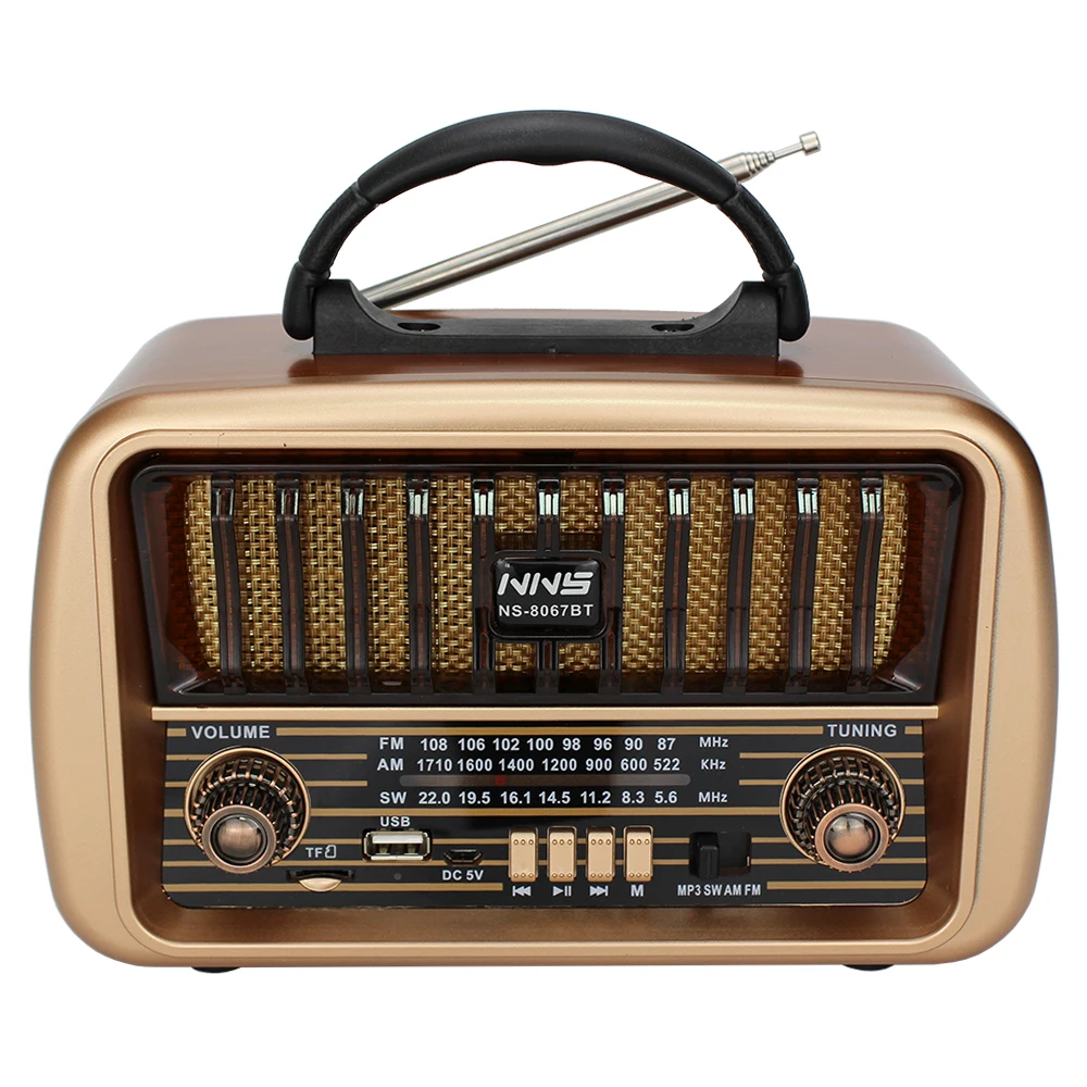2021 пластиковые ретро радио перезаряжаемых батарей ac dc радио Ручной радио NS-8067BT