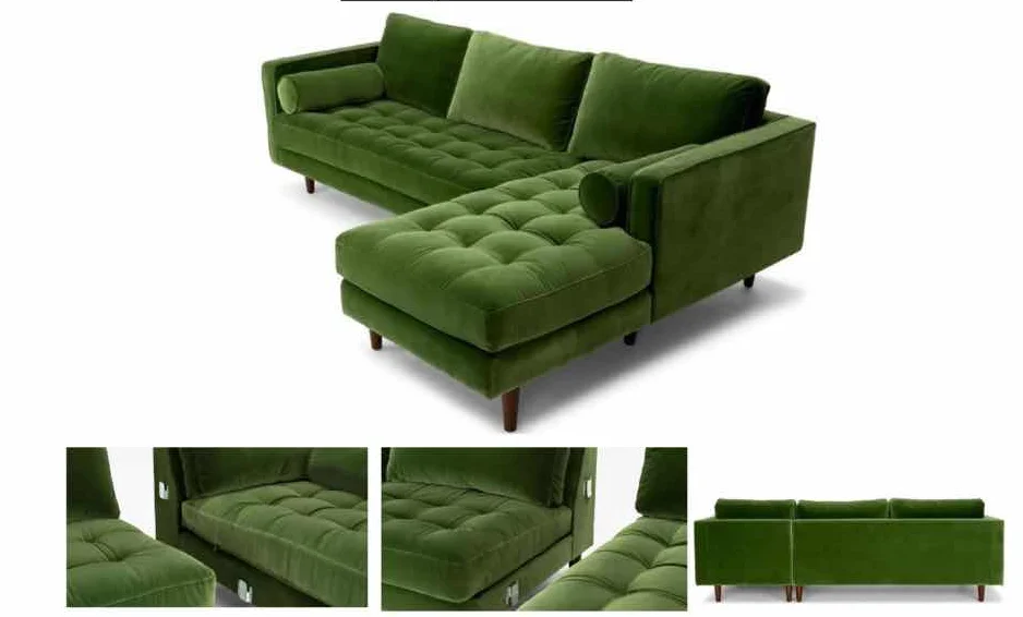 4 seater Velvet corner reversible sofa