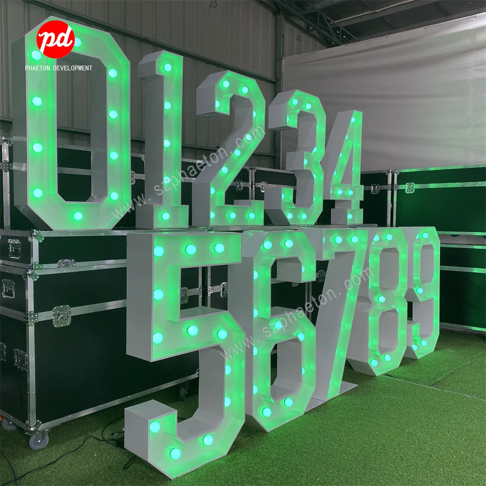 Custom Party Supplies Standing Metal Marquee Led Numbers 4ft for 4th 15th 16th 21st Bluey Birthday Party Decorations