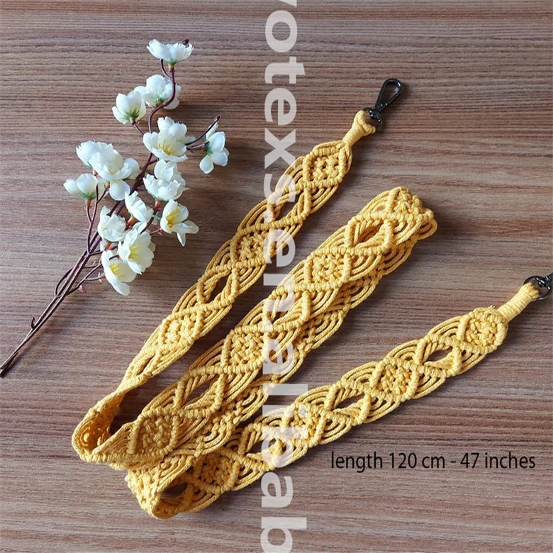 PH934 Custom Macrame Camera Strap Macrame Accessories Rope Bag leashes Guitar Boho Purse Straps