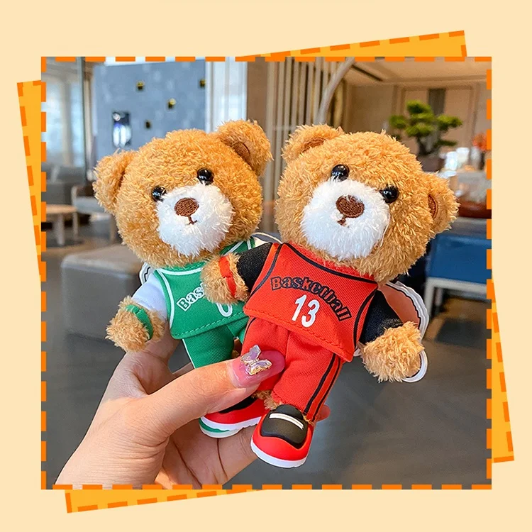 Best quality basketball T-shirt Mini teddy bear keyring plush stuffed toy