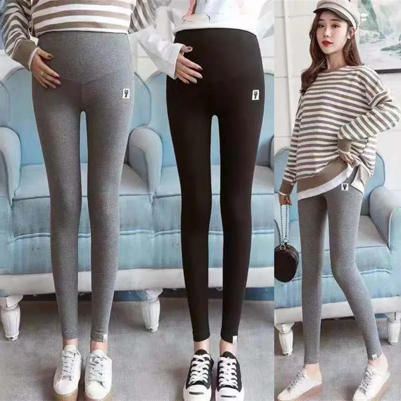 CH High Waist Pregnant Trousers Women Adjustable Mid Length Elastic Belt Leggings Maternity Cat Panties