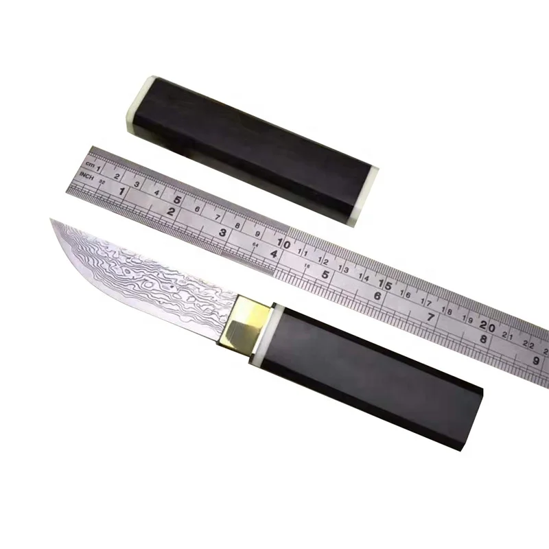 Damascus Blade Tactical Fixed Blade Knife Japanese Tanto Outdoor knife ebony Camping knife