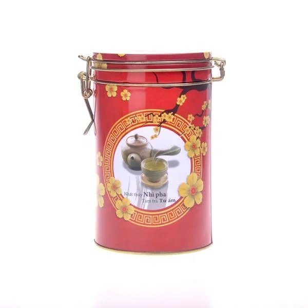 Decorative Wholesale Round Metal airtight Tin Tea Packing Box Loose leaf Tea Tin Container With lid Tea Tin Box