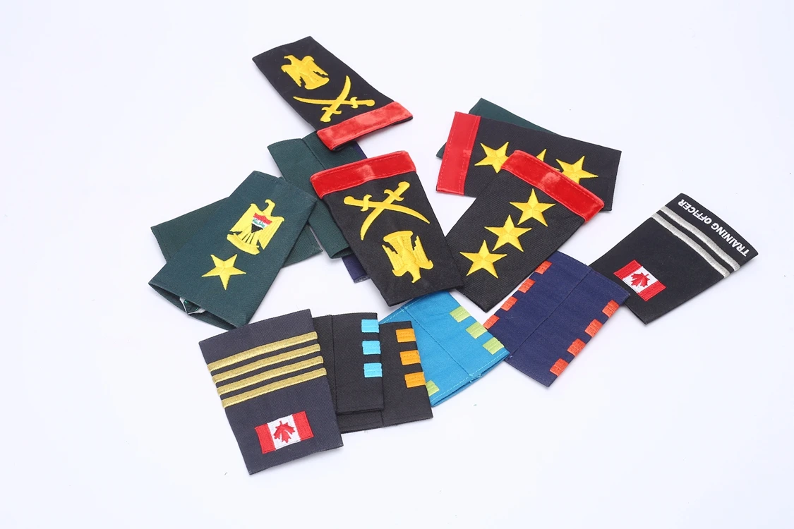 Custom Logo Design Plain Shoulder Epaulets Embroidery Patch Uniform Accessories Epaulettes Shoulder Board Woven Fabric Epaulet