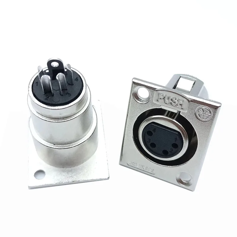 4 core XLR Male Female Socket Metal Panel Mount Microphone Audio Jack XLR Connector