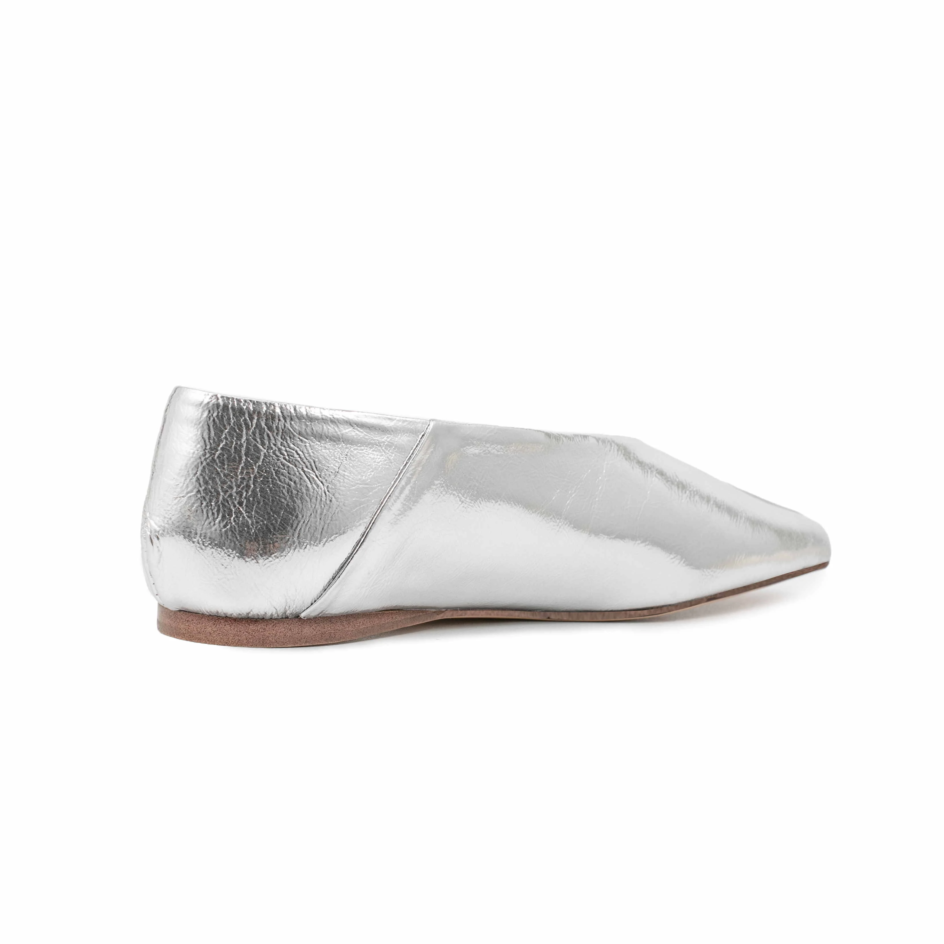 Classy Silver Genuine Leather Women Spring Pumps Boat Shoes Fashion Square Toe Ladies Ballet Flats